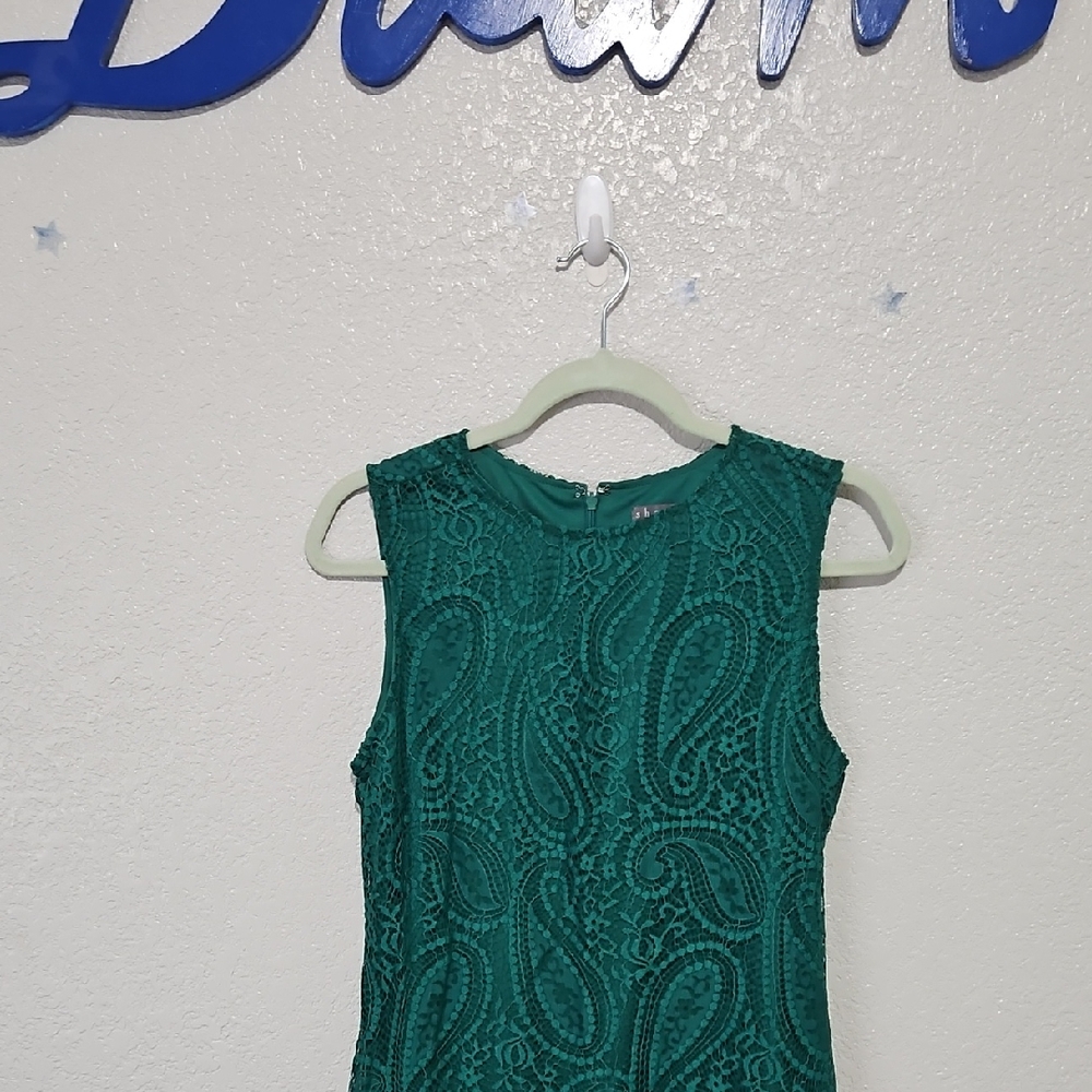 Sharagano Green Lace Dress